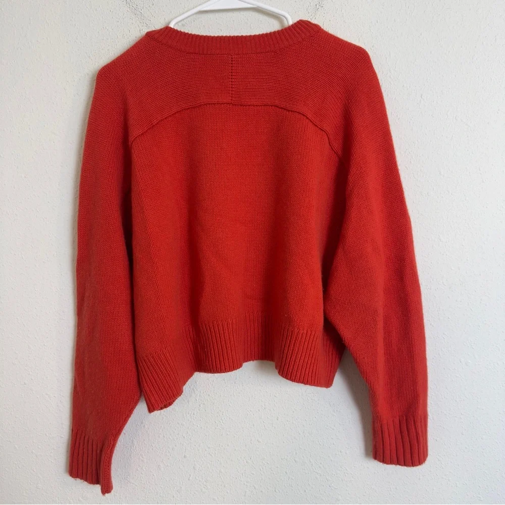 Autumn cashmere bittersweet red cropped boxy cashmere wool blend knit sweater - Picture 3 of 5